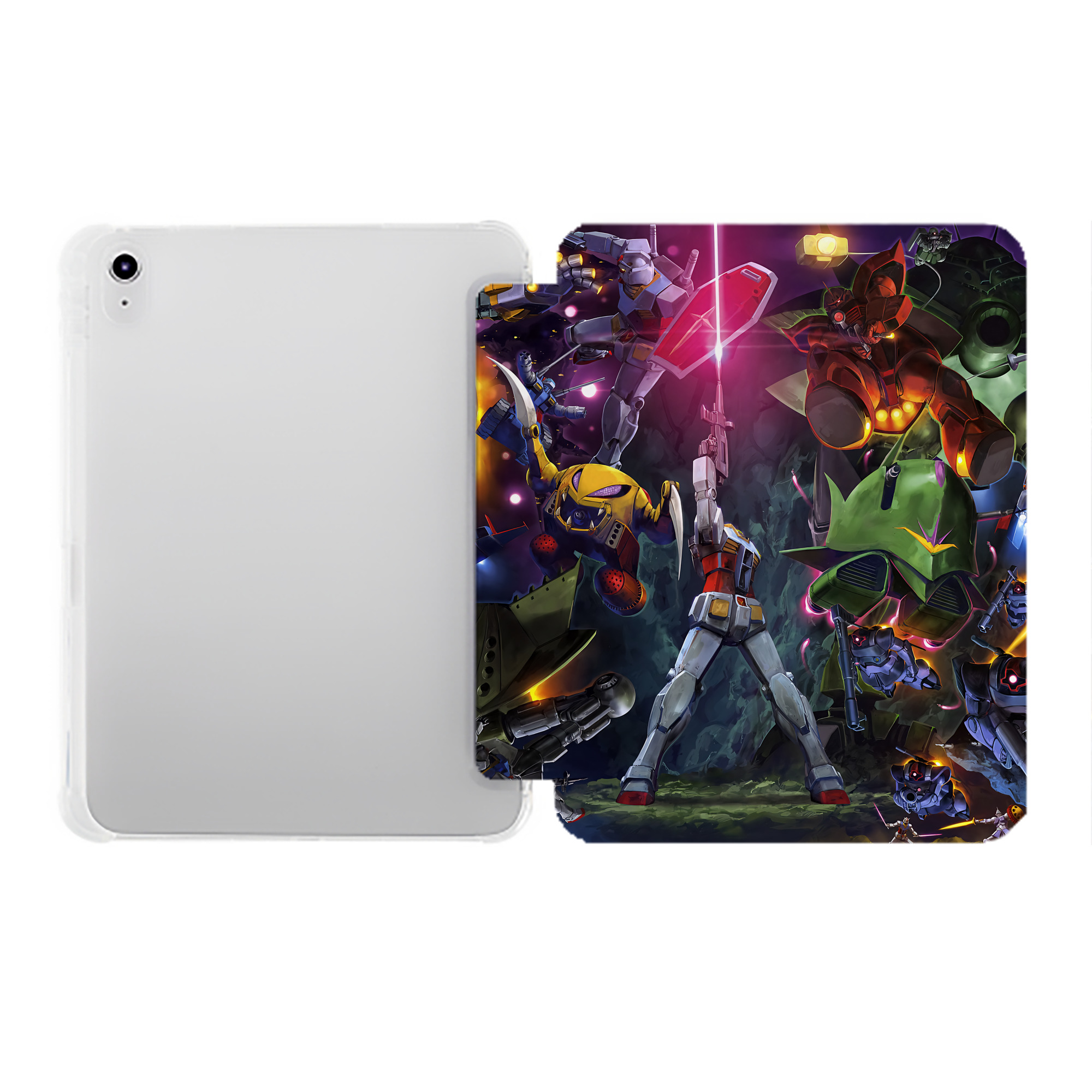 （画像用） 機動戦士ガンダム Mobile Suit Gundam IPad ケース ペン収納付き 三つ折りスタンド PUレザー×シリコン 対応機種9.5/10.5/10.9インチ